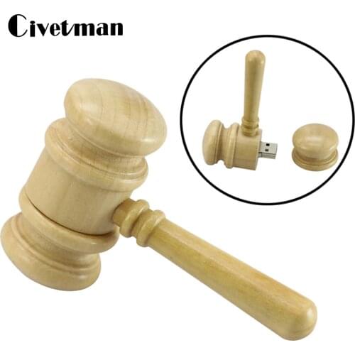 Wooden Pen Drive Gavel Law Hammer Model USB Flash Drive 8GB 16GB 32GB 64GB 128GB 256GB Memory Disk USB Stick Pendrive Cle USB