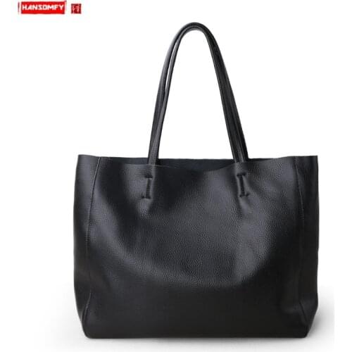 Bag Womens Handbag 2021 New Female Shoulder Bag Genuine Leather Women Simple Fashion Large Capacity Laptop Tote Bags Vintage