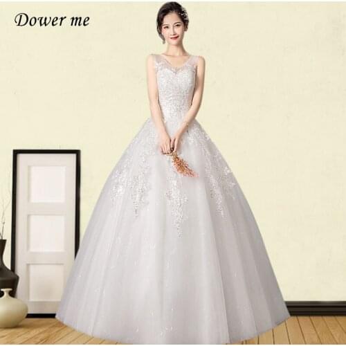 Wedding Dresses V-neck GR683 Sequined Embroidery Wedding Dress For Women Plus Size Sleeveless Lace Up Vestido De Novia 2020