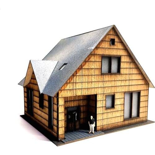 1/87 Ho Scale Wooden Hut Villa DIY Adult Children Mini Funny Toys Splicing Chinese Sand Table Model Scenery Layout In Building
