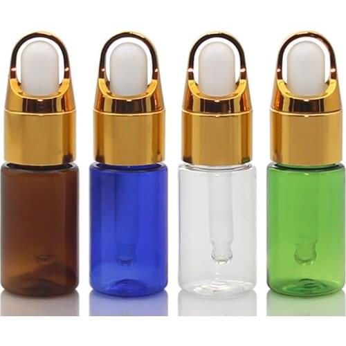 100pcs/Lot 10ml 15ml 20ml Essential oil bottle plastic bottle gold aluminum cover glass dropper / essence empty bottle