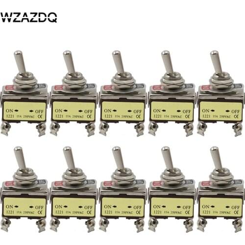 10pce high quality button switch 1221 wall rocker toggle switch four legs two gears silver contacts