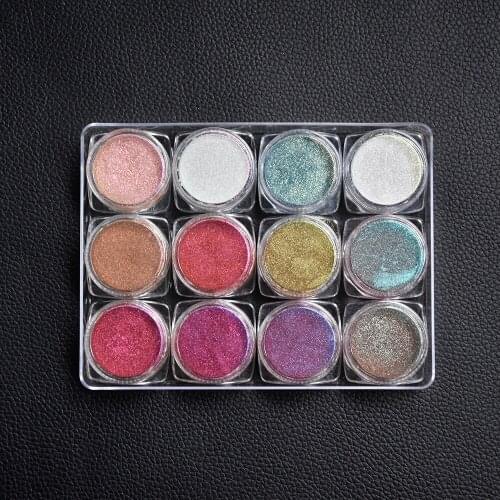 12 Colors/Set Chameleon Glitter Powder Ladies Nail Art UV Gel Nail Designs Makeup Acrylic Powder DIY Manicure Decoracion Uñas