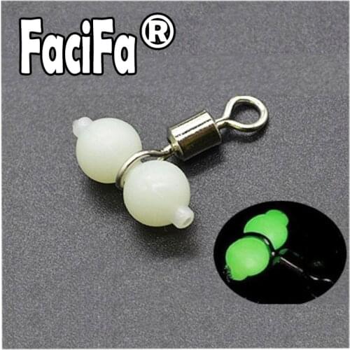 20pcs Luminous Bearing Fishing Swivel Connector Rolling Barrel 3 Way Fluorescent Beads Fishhook Lure Line Tackle Accessories