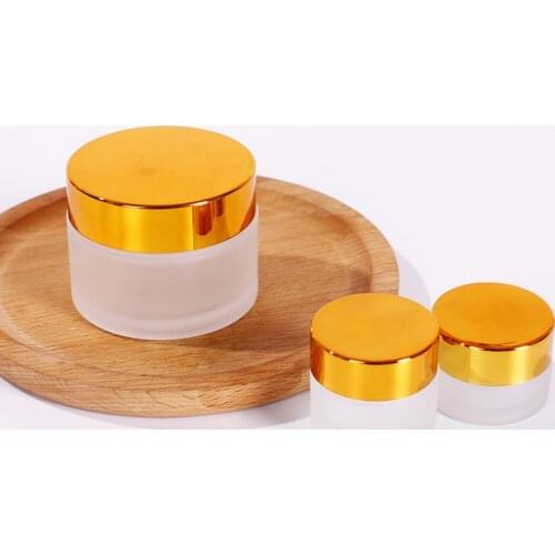 20Pcs Frosted Glass Cosmetic Jar Bottle With Gold Lid for Concealer Cream Glass lotion Jars Frosted Glass Jar 10g 5g 30g 50g 20g