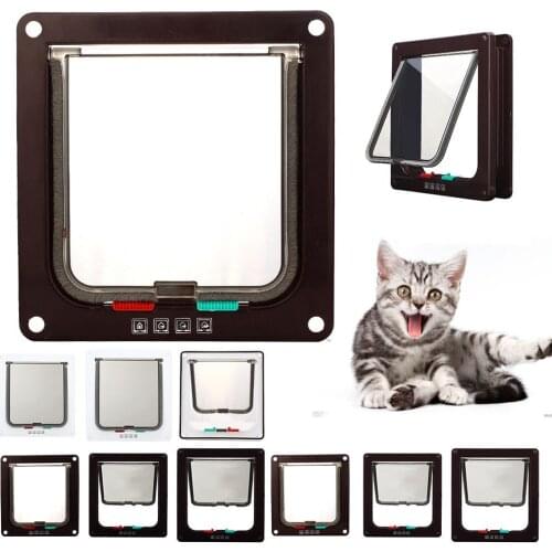 4 Way Lockable Dog Cat Kitten Door Security Flap Door ABS Plastic S/M/L Intelligent Control Pet Cat Dog Gate Pet Supplies BZ