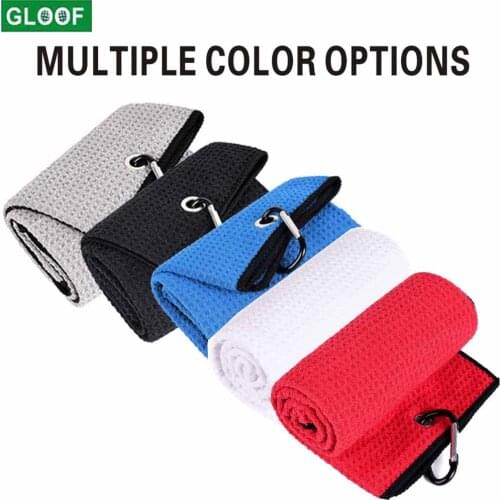 40x60CM Tri-fold Golf Towel Set, Microfiber Fabric Waffle Pattern Towels, Heavy Duty Carabiner Clip