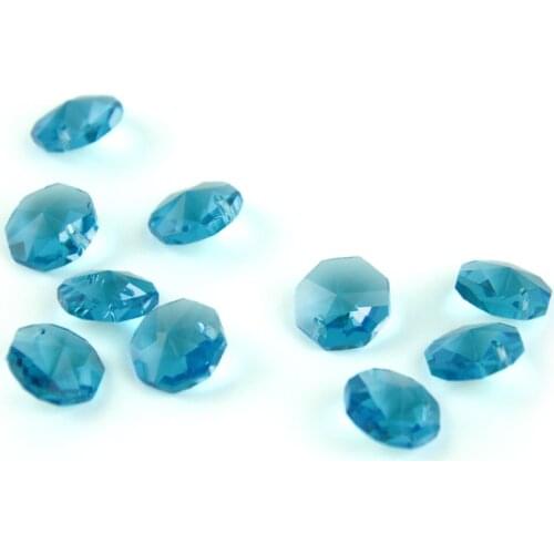 Aquamarine Glass Crystal Octagon Beads 14mm Octagon Beads With Pendant Crystal Prism Pendnat Crystal Decoration