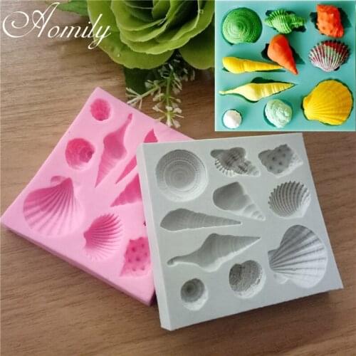 Aomily Hot Sale 3D Shell Shaped Silicon DIY Pastry Ice Block Chocolate Jelly Candy Cake Mold Bakeware Soap Mould Baking Tools