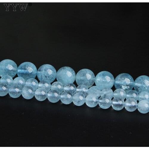 Natural Stone Aquamarines Beads For Jewelry Making Round 6/8/10/12/14mm Loose Blue Bead DIY Bracelets Jewelry Wholesale