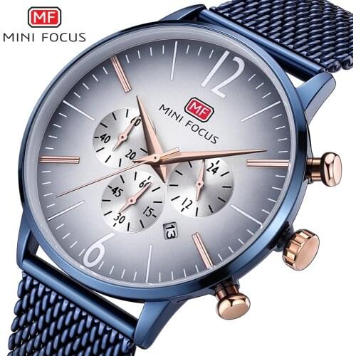 MINIFOCUS Mens Fashion Quartz Watch Stainless Steel Business Mens Watches Luxury High Quality Waterproof Ultrathin Male Relogio