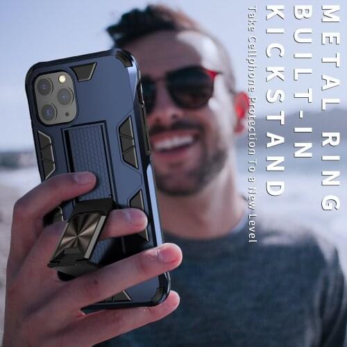 For iPhone 12 11 Pro Max Luxury Cases Shockproof Armor Case Ring Stand Bumper Phone Back Cover For 12 Pro Max 12 Mini Phone Case