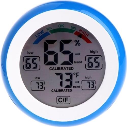 Digital LCD Indoor Thermometer Hygrometer Round Wireless Electronic Temperature Humidity Meter Home Weather Station Monitor