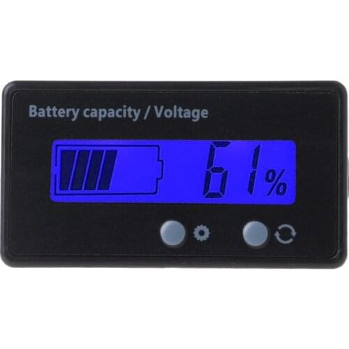D08D 8-70V Blue LCD Acid Lead Lithium Battery Capacity Indicator Voltmeter Gauge 2in1