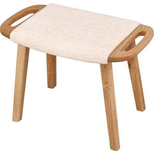 Wooden Stool Ottoman With Cushion Seat Living Room Furniture Portable Modern Small Solid Oak Wood Foot Stool Bench Chair