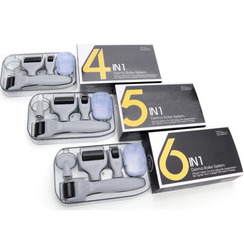DRS 4/5/6 in 1 Microneedle Derma Roller Kit Skin Care Micro Needle Derma Roller 0.25mm Titanium Dermaroller Hair Loss Treatment