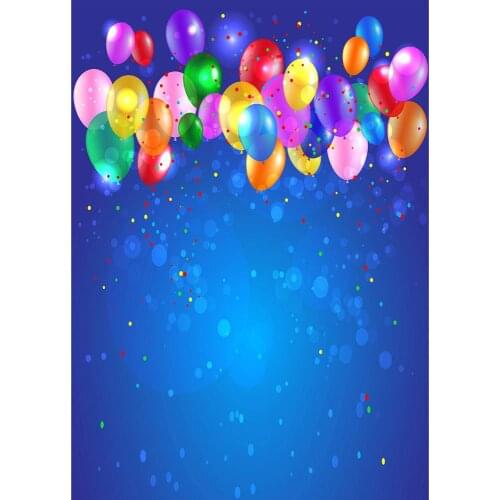 Colorful Balloons Bokeh Blue Photo Backdrops Computer Printed Backgrounds for Children Baby Shower Photophone Photography Props
