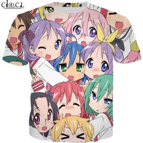 CLOOCL Lucky Star Japanese Anime T Shirt Mens Women Cartoon Loli Oversized Sports T Shirts 3D Printed Harajuku Streetwear Tops