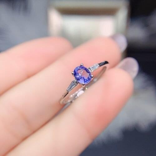 Fine Jewelry Natural Tanzanite 925 Sterling Silver New Women Ring Support Test Trendy 4*6mm