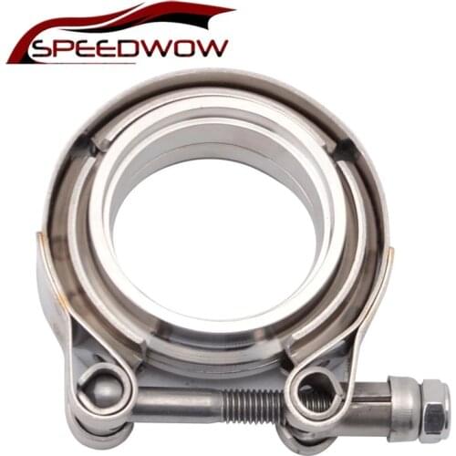 SPEEDWOW 2/2.25/2.5/3/3.5 Inch V-Band Clamp Stainless Steel V-Band Flange Kit For Exhaust Pipes Downpipe Car Exhaust System