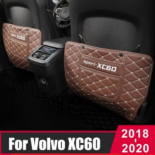 Leather Car Back Seat Armrest Box Cover Protection Pad for Children Baby Kicking Mat For Volvo XC60 2018 2019 2020 Accessories