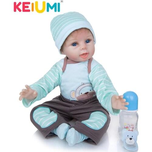 KEIUMI 22 inch Reborn Baby Doll Menino Soft Silicone 55 cm Cloth Body Baby Reborn Stuffed Doll Fashion Kids Birthday Gifts