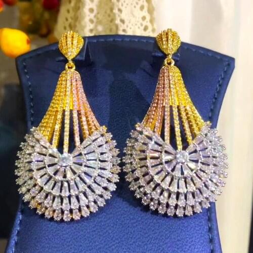 Missvikki Luxury Dubai 2PCS Big Shiny Round Pendant Earring Necklace Jewelry Set Super CZ Bridal Wedding New Design Accessories