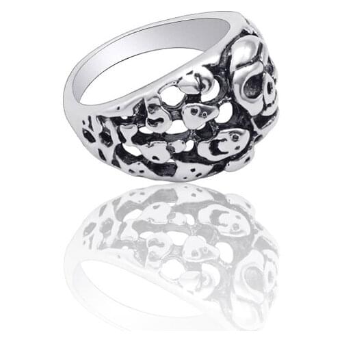 Punk Style Men Exaggerate Multiple Skull Ring Personality Vintage Zinc Alloy Mens Rings Nightclub Domineering Jewelry Gift