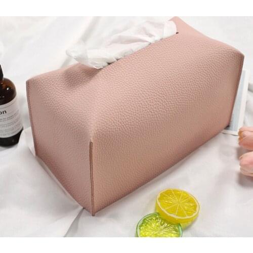 Tissue Box Cover Soft PU Leather Foldable Handkerchief Box Napkin Holder For Living Room Kitchen Desktop Tissue Boxes