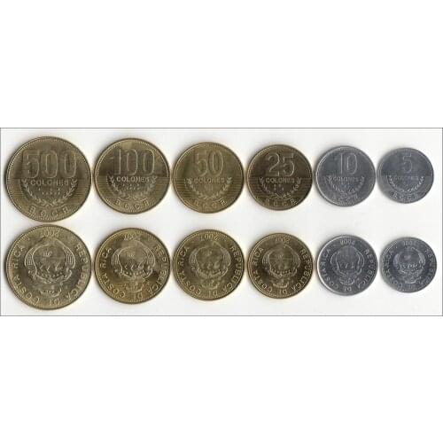 Set 6 Pieces America Costa Rica Coins New Original Coin Unc Commemorative Edition 100% Real