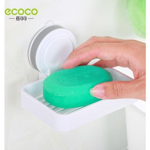Ecoco Wall Mounted Soap Box Waterproof, Soap Holder with Draining Rack, Bathroom Shelf Accessories, Reusable Bathroom Supplies