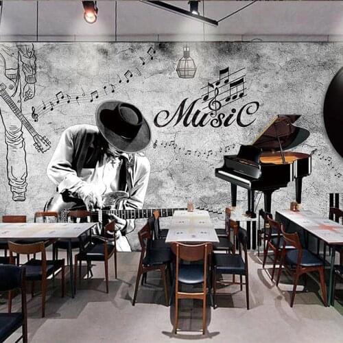 Custom Mural Wallpaper 3D Hand Painted Vintage Music Fresco Restaurant Cafe Background Wall Decor Papel De Parede 3D Wall Papers