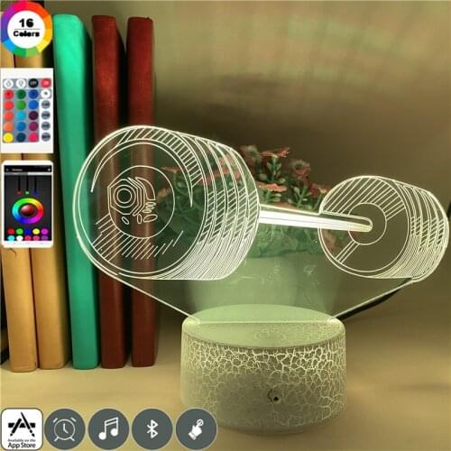 Bench Press 3D Neon Desk Lamp Acrylic Bodybuilding Night Running Light Gym Culb Atmosphere Decor Teenager Room Nightlight Gift
