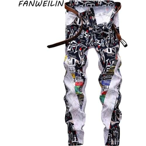 2021 Spring New Mens Black White Patchwork Jeans Streetwear Hip Hop Slim Denim Pants Fashion Harajuku Men Jean Trousers Hombre