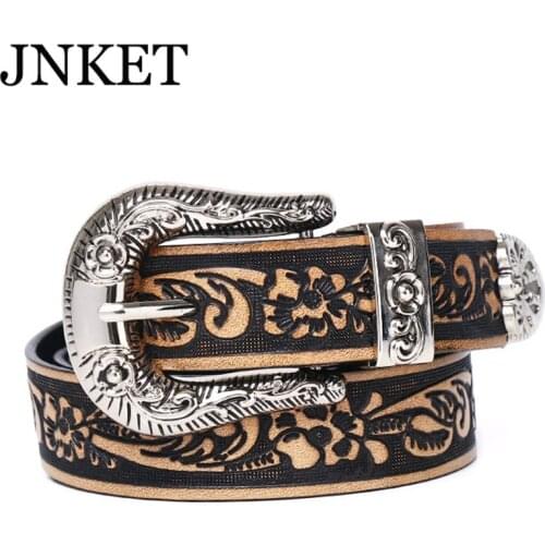 JNKET New Belt Waist Belt Cow Leather Waist Strap Pin Buckle Waistband Casual Jeans Rock BeltNeutral Belt