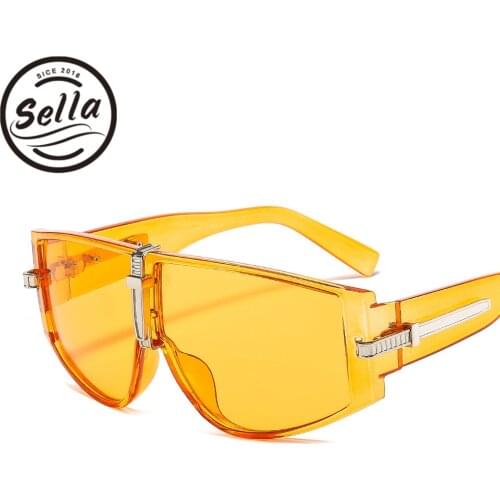 Sella New European Style Fashion Women Men Oversized Sunglasses Color Tint Lens Conjoined Goggle Glasses Green Purple Shade