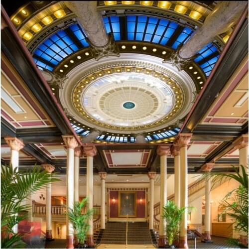 Custom photo 3d ceiling murals wallpaper Europe type circular zenith decor painting 3d wall murals wallpaper for living room