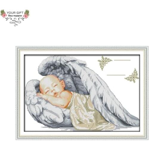 Joy Sunday 14CT 11CT Stamped and Counted Little Angel Birth Baby Cross Stitch For Home Decoration K777