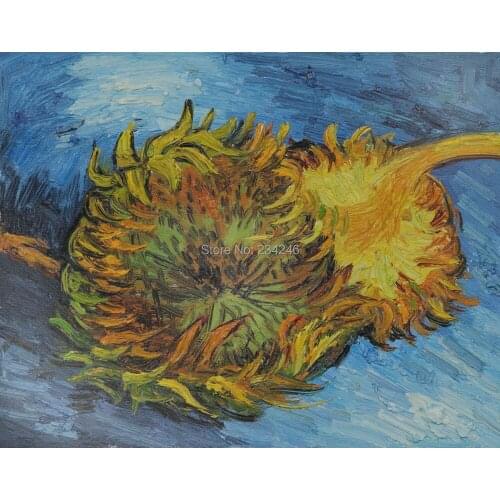 Handpainted Painting Replica Two Cut Sunflowers by Vincent Van Gogh Still Life Painting on Canvas for Living Room Unframed
