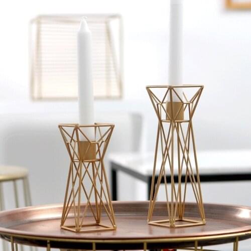 PINNY Nordic Geometric Candle Holder Iron Gold Candle Candlesticks Home Decoration Accessories Centerpiece Wedding Decorations