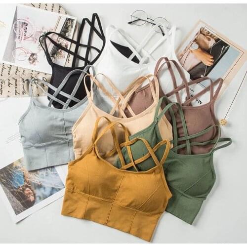 Sports Bra Womens Cotton Sexy Seamless Crop Tops Sports Bra Tube Top Camisole With Removable Padded Underwear Female Tank Top
