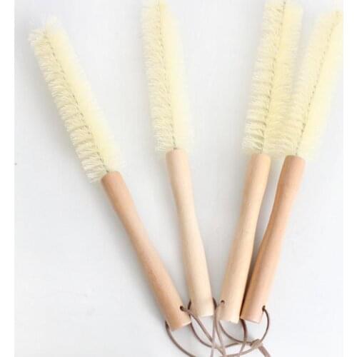 Japanese Style Wooden Long Handle Beech Cup Brush Bottle Brush Kitchen Supplies Household Brush Cup Cleaning Tool SN3112