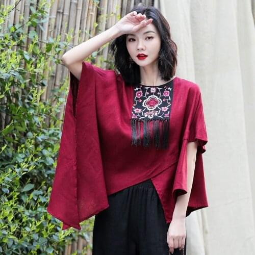 Chinese Style WomenS Clothing Summer 2020 Tang Suit Irregular Harakuju Loose Vintage Shirt Hanfu Ladies Chinese Tops 30808