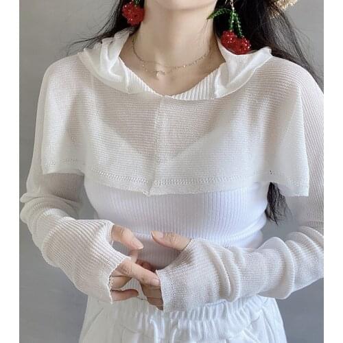 Summer Sunscreen Fake Collars Women Simple Knitted Detachable Collar Pure Color Woolen Neck Shawl Shoulder False Collar