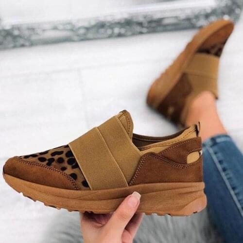 Womens Sports Shoes Autumn Leisure Breathable Suede Thick-soled Sports Shoes Fashion Running Walking Leopard Color Women Shoes