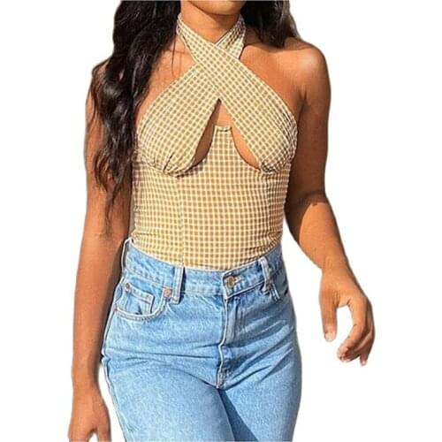 Women Tank Top Fashion Crop Tops Women 2021 Hollow Out Sexy Streetwear Club Party Vest Cross Straps Wrapped Chest Back Zipper