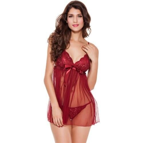 Plus Size Woman Lingerie Hot Sexy Lace Transparent Dress Underwear Sleepwear Chemises Porno Lenceria Exotic Apparel