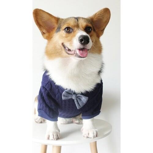 1PCS Winter Dog Cat Bow Tie Sweater Warm Windproof Dog Clothes Pet Puppy Coat Jacket Knitting Crochet Warm Clothes For Pet Dog