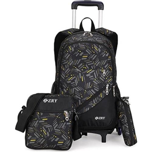ZIRANYU Kids boys girls Trolley Schoolbag Luggage Book Bags Backpack Latest Removable Children School Bags 2/6 Wheels 3pcs Suit