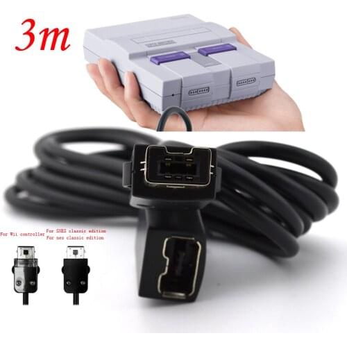 10pcs a lot 3m Extension Cable for SNES Mini Classic/Wii/ Mini NES Classic controller Edition Handle extension cord